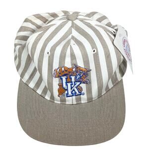 Vintage NCAA Kentucky Wildcats Snapback Kids Size Small Beige White Stripes New